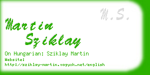 martin sziklay business card